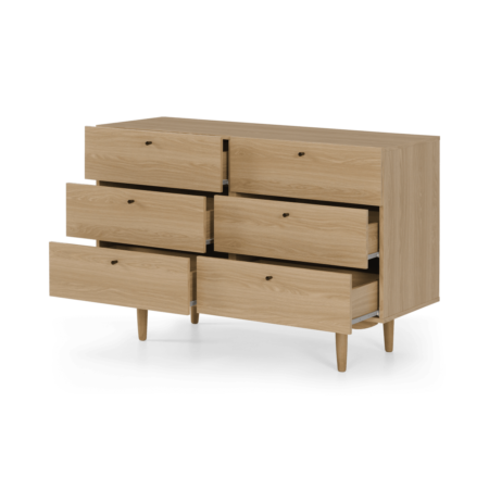 Asger Wide Chest of Drawers, Oak Effect