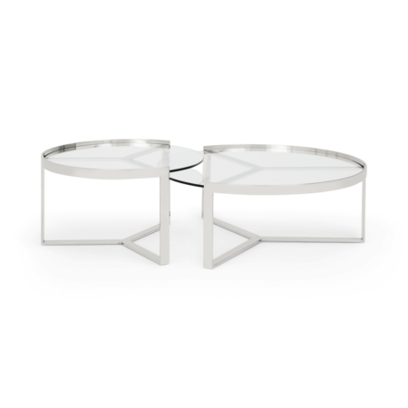 Aula Nesting Coffee Table, Stainless Steel and Glass