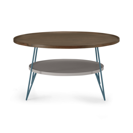 Dotty Round Coffee table, Dark Stain and Grey