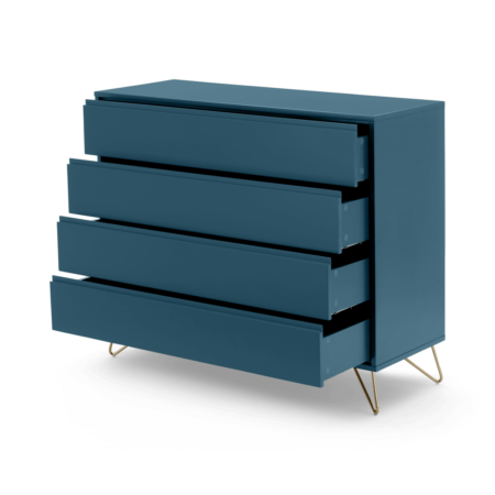 Elona Chest Of Drawers, Teal and Brass