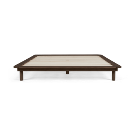 Kano Double Platform Bed, Walnut Stain Pine