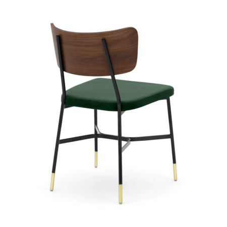 Set of 2 Amalyn Dining Chairs, Walnut and Pine Green Velvet