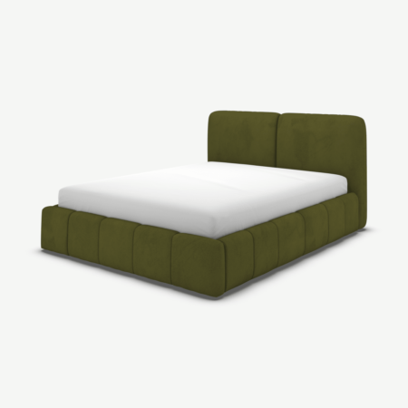 Maxmo Super King Size Bed with Storage Drawers, Nocellara Green Velvet