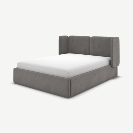 Ricola Double Ottoman Storage Bed, Steel Grey Velvet