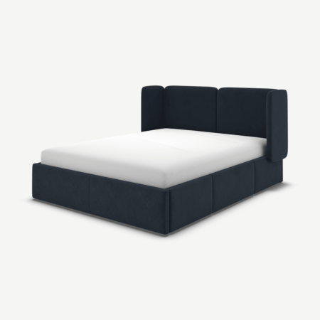 Ricola Super King Size Bed with Storage Drawers, Dusk Blue Velvet