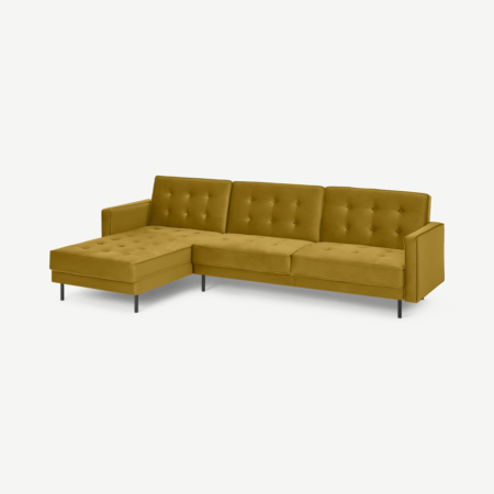 Rosslyn Left Hand Facing Chaise End Click Clack Sofa Bed, Vintage Gold Velvet