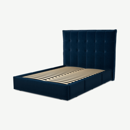 Lamas Double Bed with Storage Drawers, Regal Blue Velvet