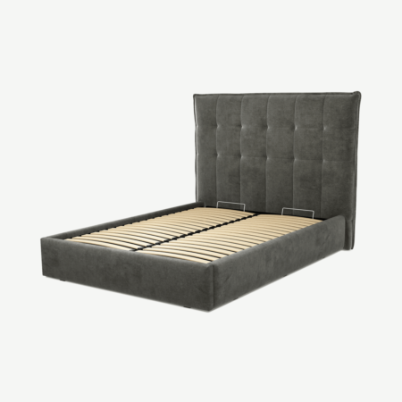 Lamas Double Ottoman Storage Bed, Steel Grey Velvet