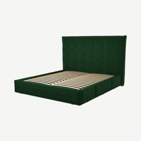 Lamas Super King Size Bed with Storage Drawers, Bottle Green Velevt